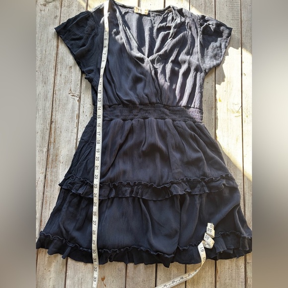 Altar’d State | navy | ruffle | lined | v neck | dress | L - Picture 3 of 9